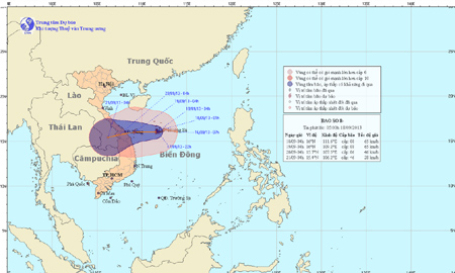 Bão số 8 di chuyển theo hướng Tây