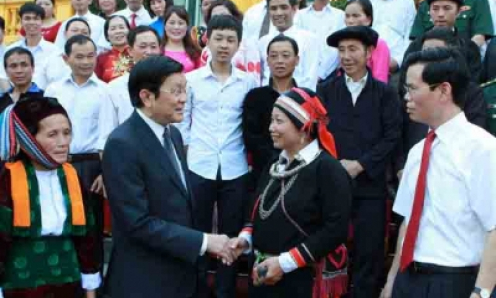Chủ tịch nước Trương Tấn Sang gặp mặt Đoàn đại biểu điển hình tiên tiến trong học tập và làm theo tấm