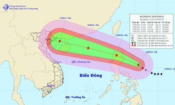 Bão Kalmaegi di chuyển nhanh vào Biển Đông