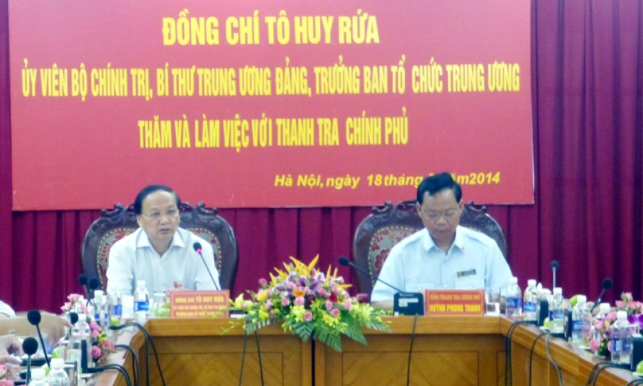 Đồng chí Tô Huy Rứa làm việc với Thanh tra Chính phủ