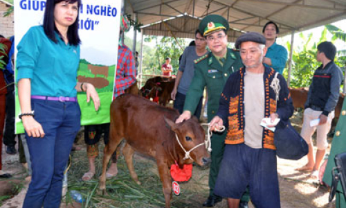 Tặng 35 con bò giống cho các hộ nghèo 2 xã biên giới huyện Đình Lập