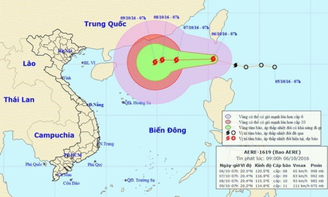 Cộng điện yêu cầu chủ động đối phó với diễn biến bão Aere