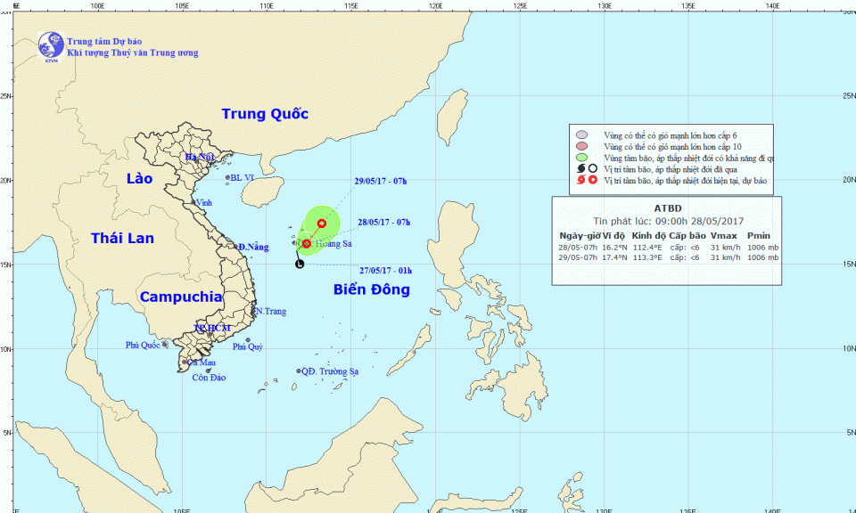 Cảnh báo khả năng áp thấp trên Biển Đông mạnh thêm