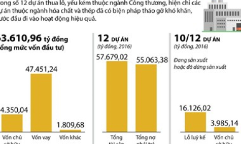 12 dự án thua lỗ, yếu kém thuộc ngành công thương