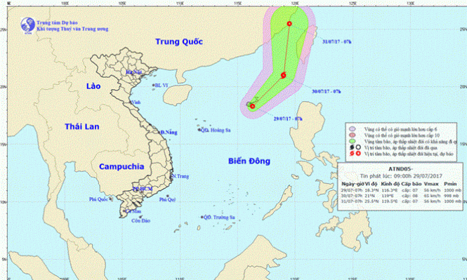 Áp thấp nhiệt đới trên Biển Đông có khả năng mạnh lên thành bão