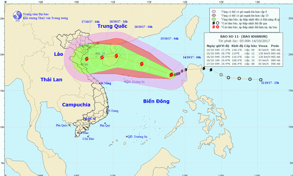 Bão số 11 di chuyển chậm