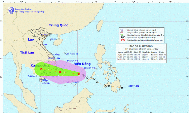 Áp thấp nhiệt đới mạnh lên thành cơn bão số 14 ​