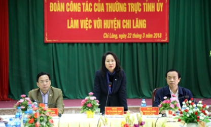 Thường trực Tỉnh ủy làm việc với Ban Thường vụ Huyện ủy Chi Lăng