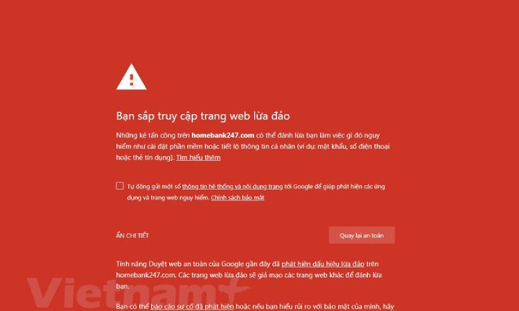 Công bố các địa chỉ giả mạo, đánh cắp thông tin tài khoản ngân hàng