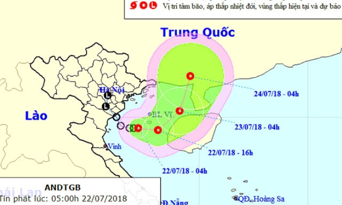 Áp thấp nhiệt đới đang mạnh lên