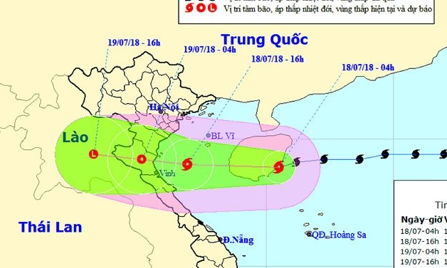 Bão giật cấp 10 hướng vào vùng biển Thái Bình đến Hà Tĩnh