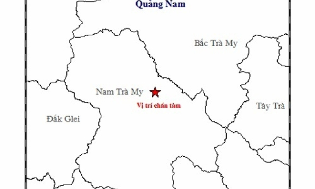 Động đất 3,9 độ Richter tại huyện Nam Trà My, Quảng Nam