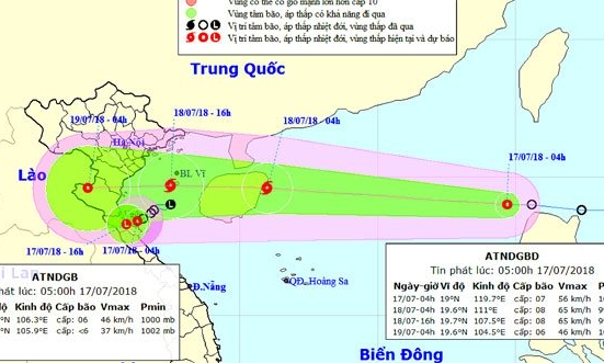 Áp thấp nhiệt đới giật cấp 8 trên vùng biển Nghệ An-Hà Tĩnh