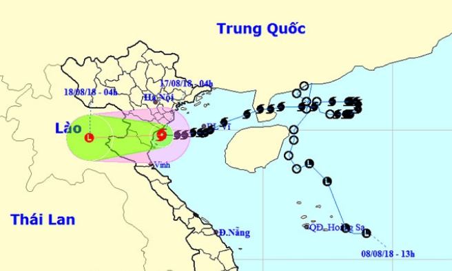 Bão số 4 đi vào đất liền Thanh Hóa và suy yếu thành áp thấp nhiệt đới