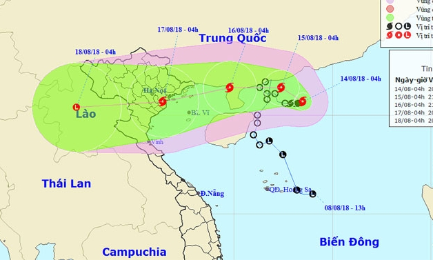 Bão giật cấp 10 hướng vào Quảng Ninh - Nam Định