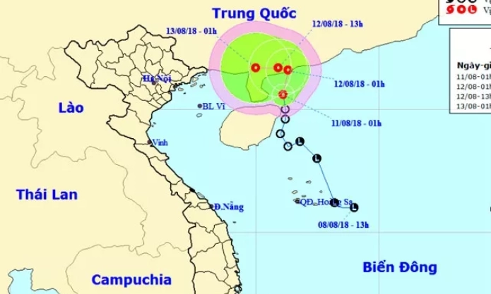 Áp thấp nhiệt đới gây mưa dông, gió giật cấp 8 ở bắc Biển Đông