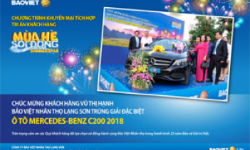 Lạng Sơn trúng giải đặc biệt ô tô Mercedes - Benz C200 2018 chương trình "Mùa hè sôi động" của Bảo Việt