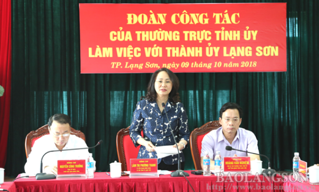 Thường trực Tỉnh ủy Lạng Sơn làm việc với Ban Thường vụ Thành ủy và phường Vĩnh Trại