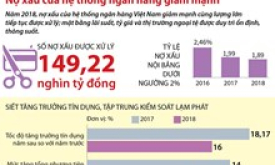 Nợ xấu của hệ thống ngân hàng giảm mạnh trong năm 2018