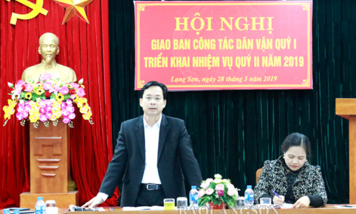 Tỉnh ủy giao ban công tác dân vận quý I, triển khai nhiệm vụ quý II/2019