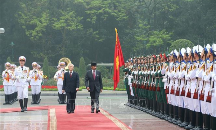 Tổng Bí thư, Chủ tịch nước chủ trì Lễ đón Quốc vương Brunei