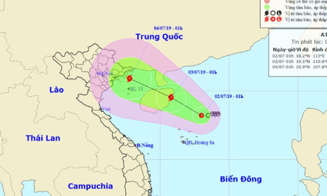 Áp thấp nhiệt đới giật cấp 9 cách quần đảo Hoàng Sa 190 km