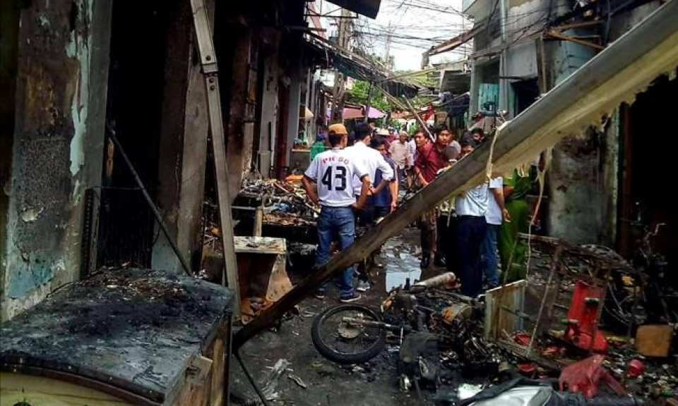 Thành phố Hồ Chí Minh: Nổ bình gas gây hỏa hoạn, 7 ngôi nhà bị ảnh hưởng