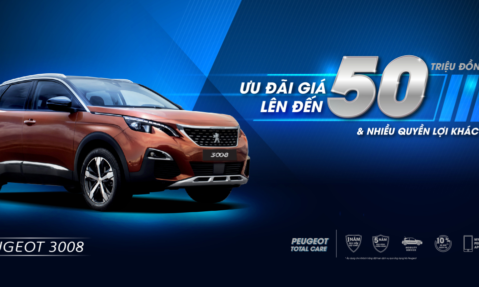 Peugeot ưu đãi lên đến 50 triệu đồng, cùng nhiều quyền lợi hấp dẫn