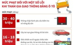 Mức phạt tiền một số lỗi vi phạm giao thông với ôtô