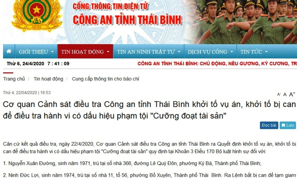 Thông tin mới về vụ án Đường Nhuệ