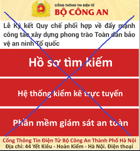 Cảnh báo việc giả mạo trang thông tin điện tử của lực lượng công an