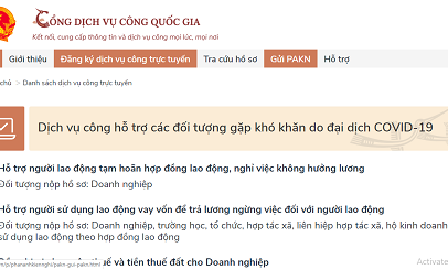 Từ ngày 12/5, làm thủ tục online để hưởng gói hỗ trợ do COVID-19