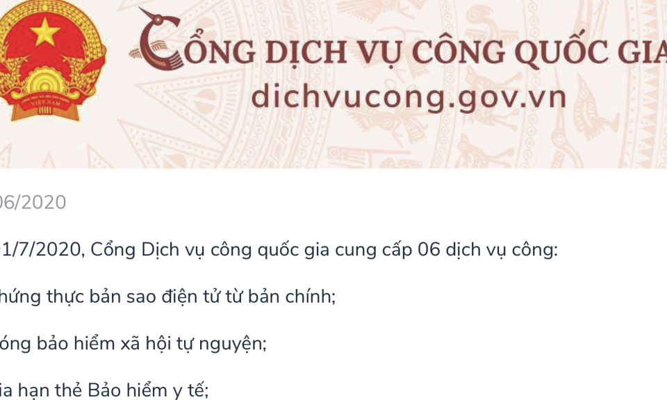 Từ 1/7, chứng thực bản sao điện tử trên Cổng Dịch vụ công Quốc gia