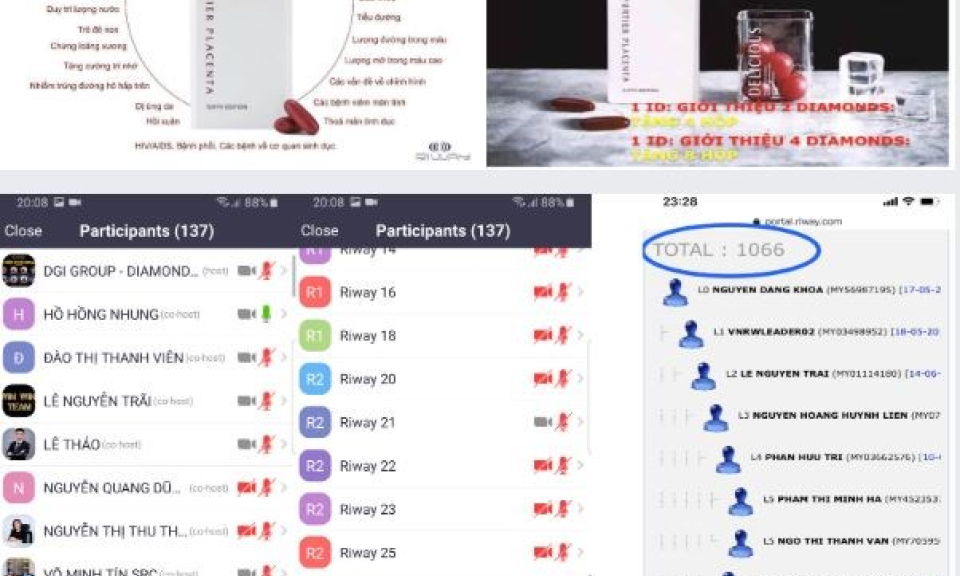Cảnh báo hoạt động đa cấp trái phép thông qua hệ thống riway.com