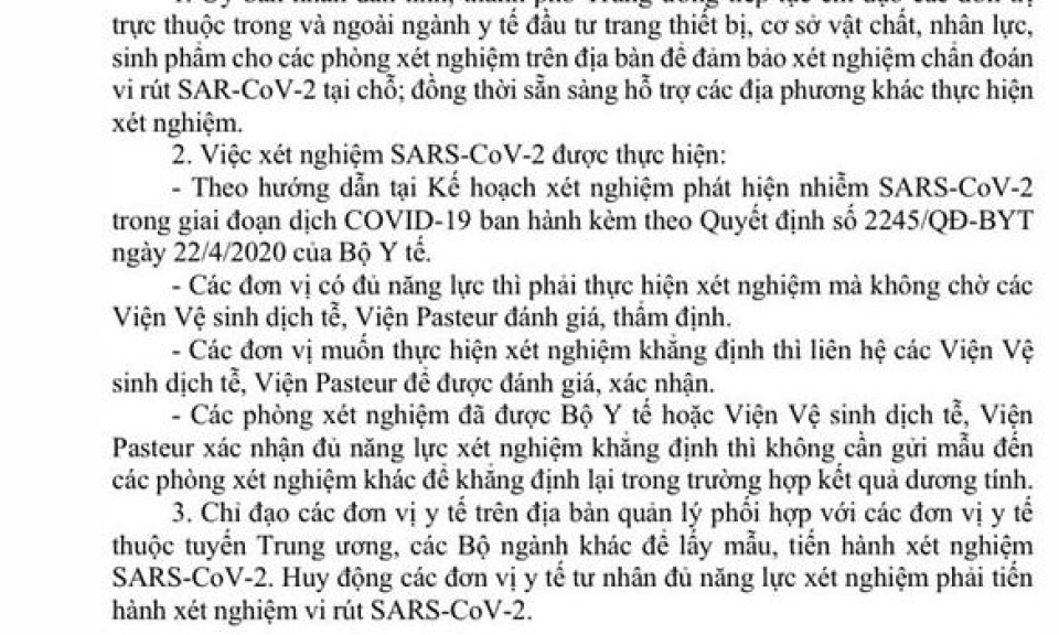 KHẨN: Huy động y tế tư nhân xét nhiệm SARS-CoV-2