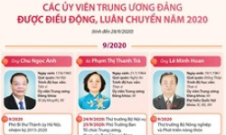 Các Ủy viên Trung ương Đảng được điều động, luân chuyển năm 2020