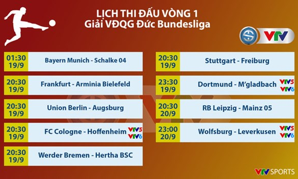 Giải bóng đá Vô địch Đức Bundesliga sẽ được VTV truyền hình trực tiếp