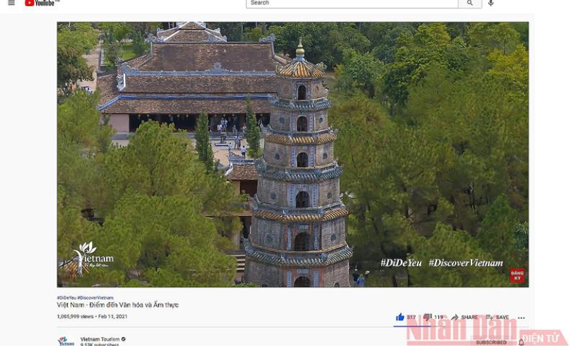 Clip quảng bá du lịch Việt Nam trên YouTube đạt gần 1,1 triệu lượt xem