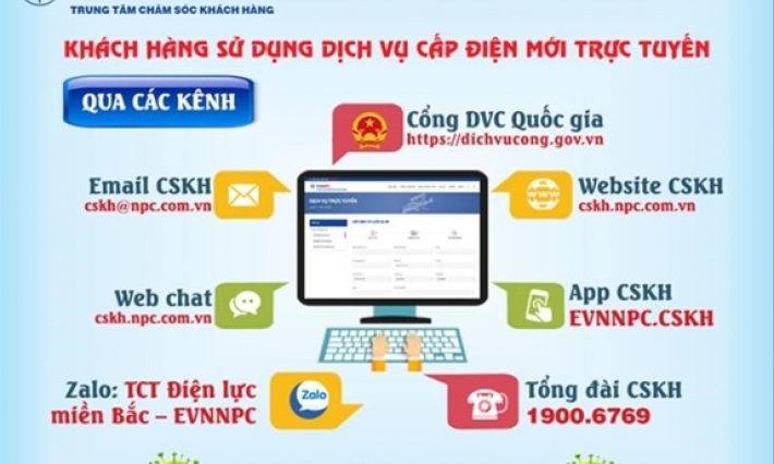 Khuyến nghị khách hàng sử dụng dịch vụ điện, cấp điện mới trực tuyến