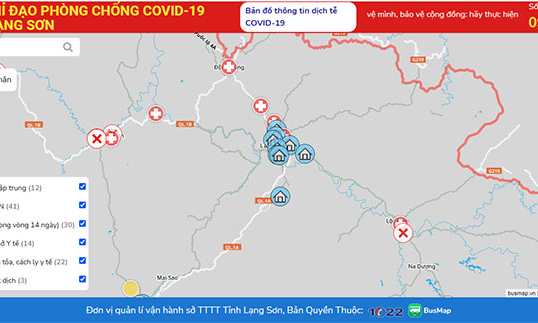 Lạng Sơn vận hành bản đồ dịch tễ phục vụ công tác phòng chống dịch Covid-19