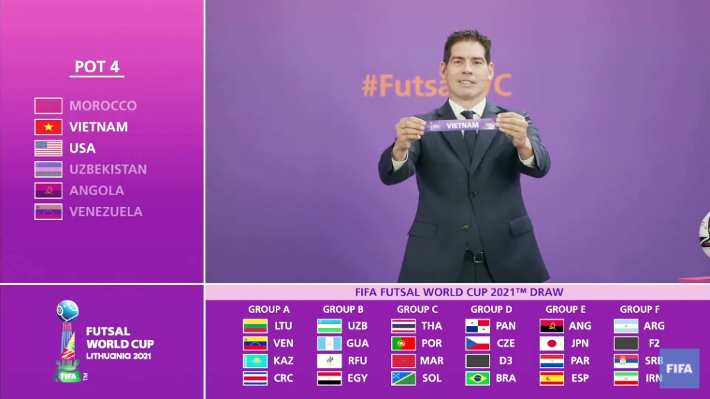 ĐT Futsal Việt Nam cùng bảng Brazil, Cộng hòa Séc và Panama tại VCK World Cup 2021