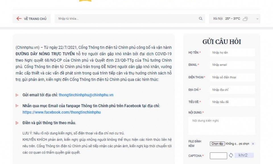 Đường dây nóng trực tuyến hỗ trợ người dân theo Nghị quyết 68 của Chính phủ