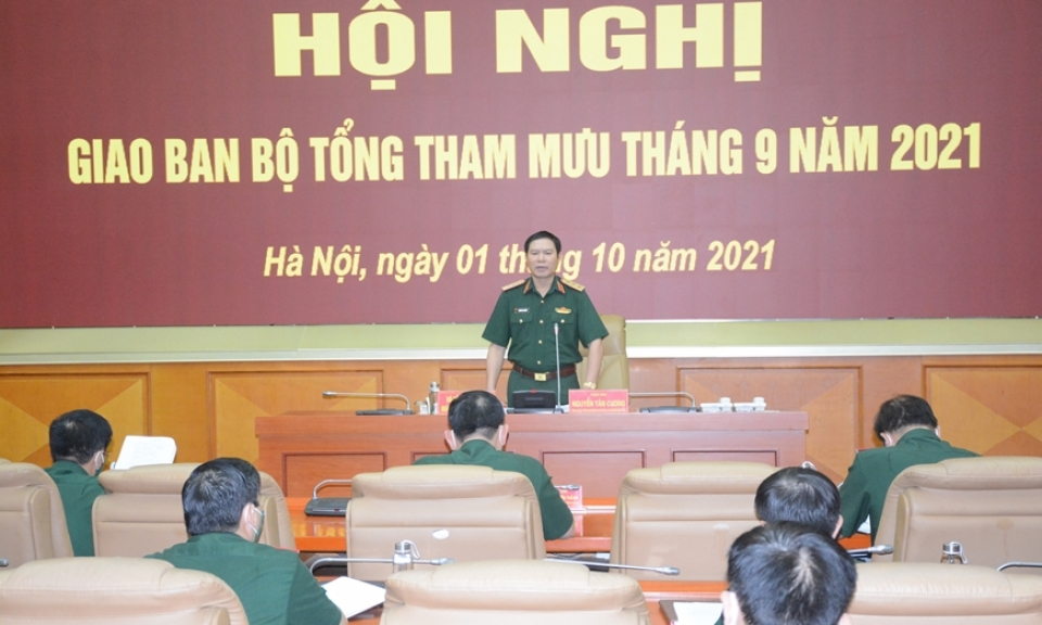 Thượng tướng Nguyễn Tân Cương chủ trì Hội nghị giao ban Bộ Tổng Tham mưu