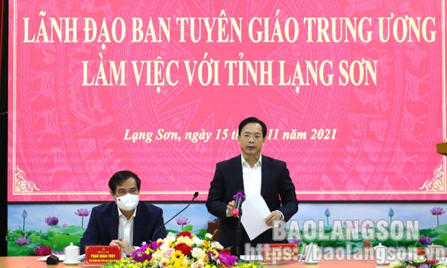 Lãnh đạo Ban Tuyên giáo Trung ương làm việc tại Lạng Sơn