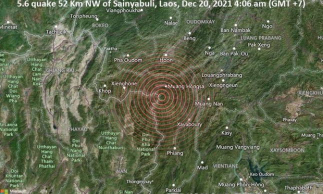 Lào hứng chịu liên tiếp 2 trận động đất với chấn tiêu sâu khoảng 10km