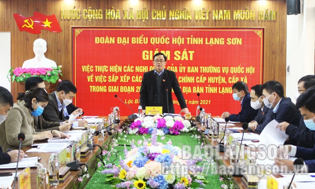 Đoàn đại biểu Quốc hội tỉnh giám sát việc sắp xếp đơn vị hành chính tại huyện Lộc Bình