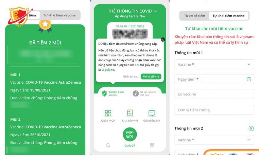 Người dân có thể tự khai mũi tiêm trên ứng dụng PC-Covid