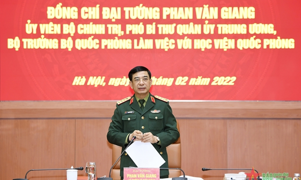 Đại tướng Phan Văn Giang làm việc với Học viện Quốc phòng