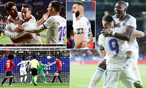 Thắng dễ dàng Osasuna, Real Madrid đặt một tay vào cúp La Liga