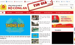 Phát hiện "website Bộ công an" giả nhằm chiếm đoạt tài sản